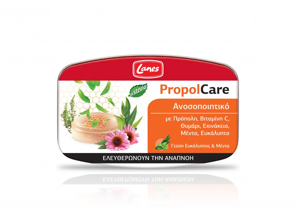 Lanes PropolCare ευκάλυπτος & μέντα, Καραμέλες σε συσκευασία 54gr