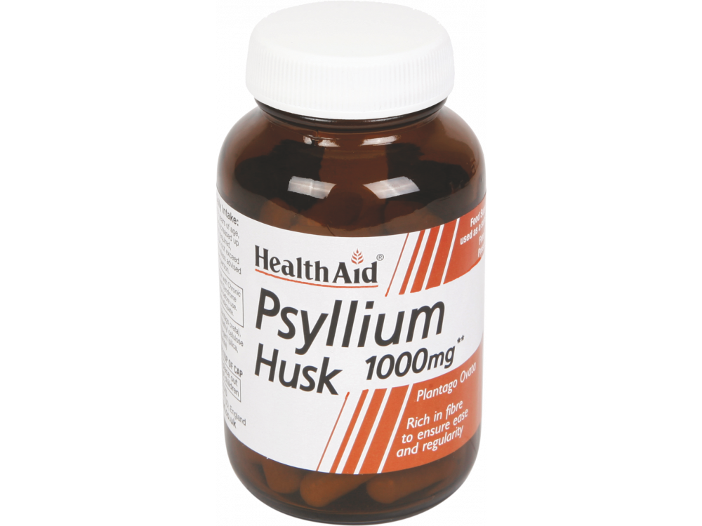 Health Aid Psyllium Husk 1000mg, Συμπλήρωμα Διατροφής Με Ψύλλιο Πλούσιο Σε Φυτικές Ίνες Για Την Ομαλή Λειτουργία Του Εντέρου, 60caps