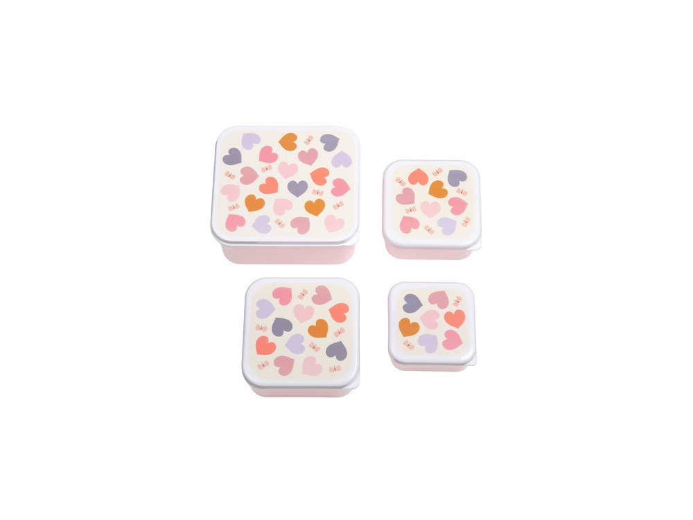 A little lovely company: Σετ 4 δοχεία φαγητού Lunch & Snack Box -Hearts