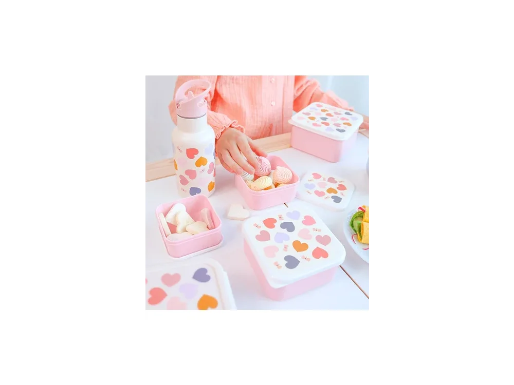 A little lovely company: Σετ 4 δοχεία φαγητού Lunch & Snack Box -Hearts