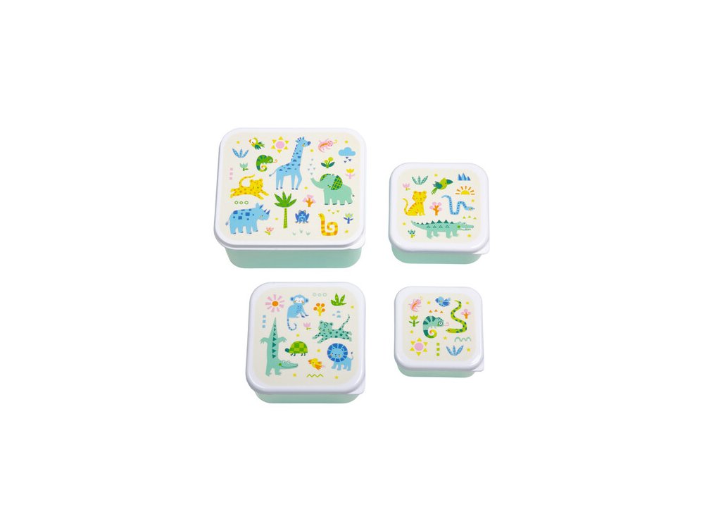 A little lovely company: Σετ 4 δοχεία φαγητού Lunch & Snack Box -Jungle