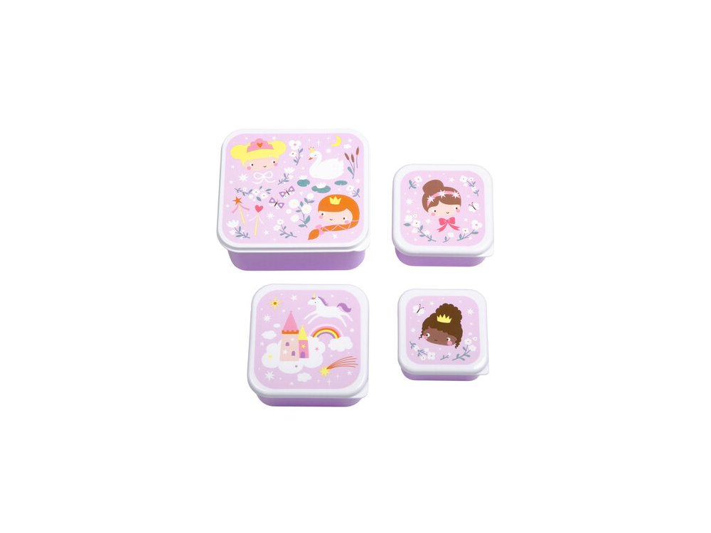 A little lovely company: Σετ 4 δοχεία φαγητού Lunch & Snack Box -Princesses