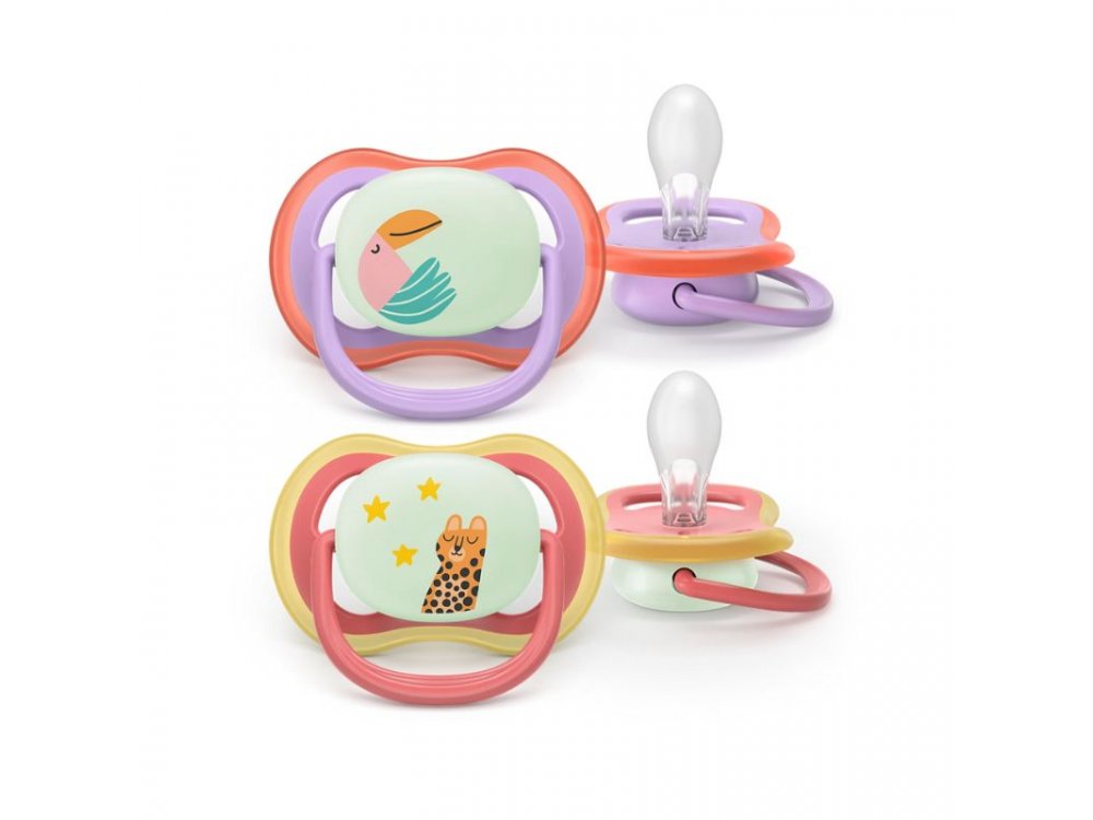 Philips Avent Ultra Air Night Ορθοδοντική Πιπίλα Νυκτός 18m+ για Κορίτσι, 2τμχ