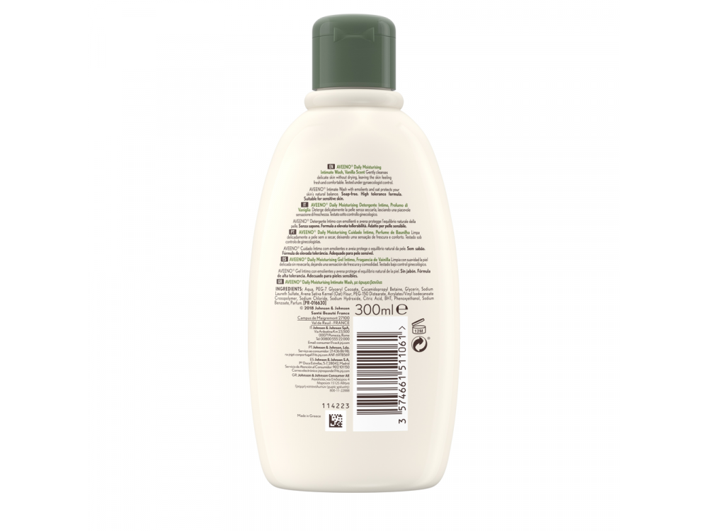 Aveeno® Daily Moisturising Intimate Wash Υγρό Καθαρισμού για την Ευαίσθητη Περιοχή με Άρωμα Βανίλια 300 ml