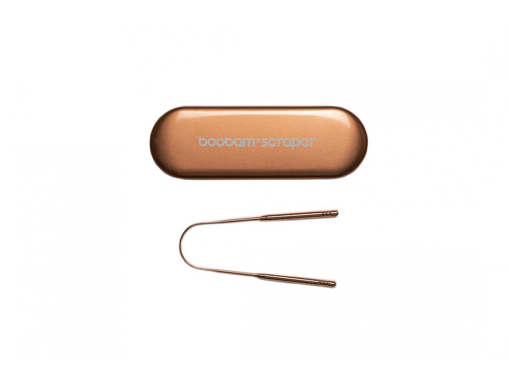 Boobam Tongue Scraper, Οικολογικός Καθαριστής Γλώσσας από Ανοξείδωτο Χάλυβα, Ροζ Χρυσό