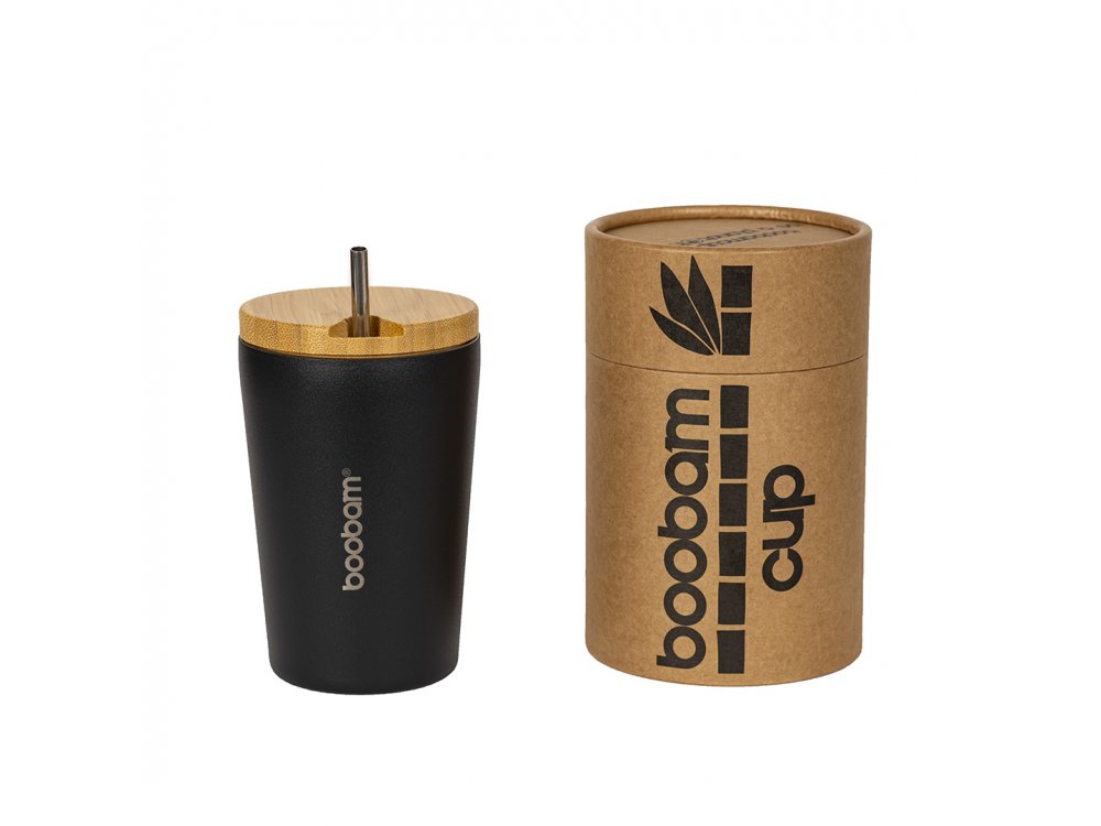 Boobam Cup Ποτήρι Θερμός Μαύρο, 350ml