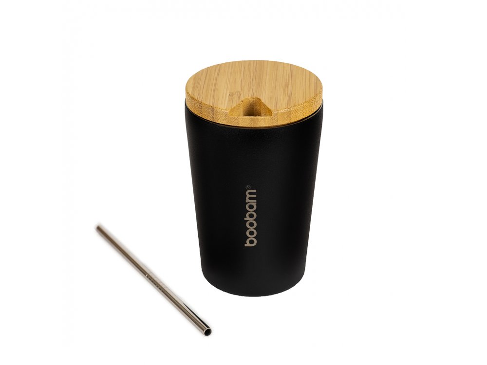 Boobam Cup Ποτήρι Θερμός Μαύρο, 350ml