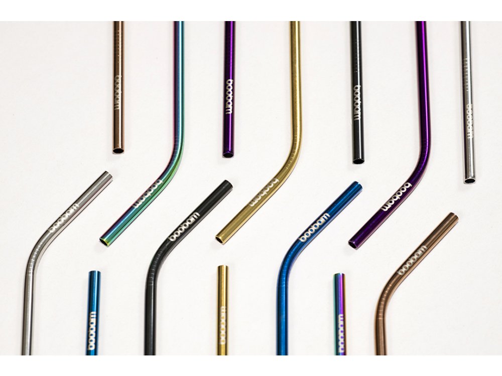 Boobam Metal Straw Color Χρωματιστά Καλαμάκια από Ανοξείδωτο Ατσάλι, Χρυσό