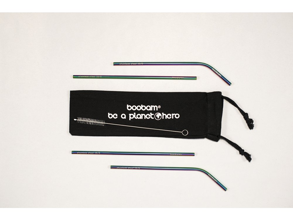 Boobam Metal Straw Color Χρωματιστά Καλαμάκια από Ανοξείδωτο Ατσάλι, Χρωματιστά