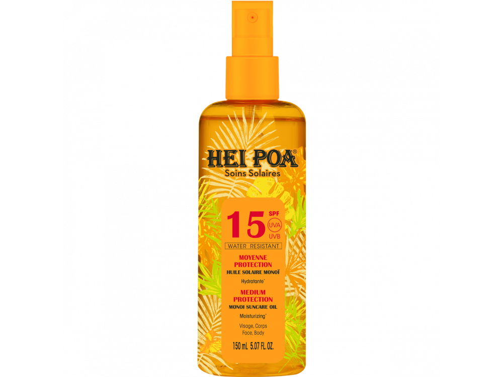 Hei Poa Monoi Dry Oil SPF15 Tiare, Αντηλιακό Λάδι Σώματος, 150ml