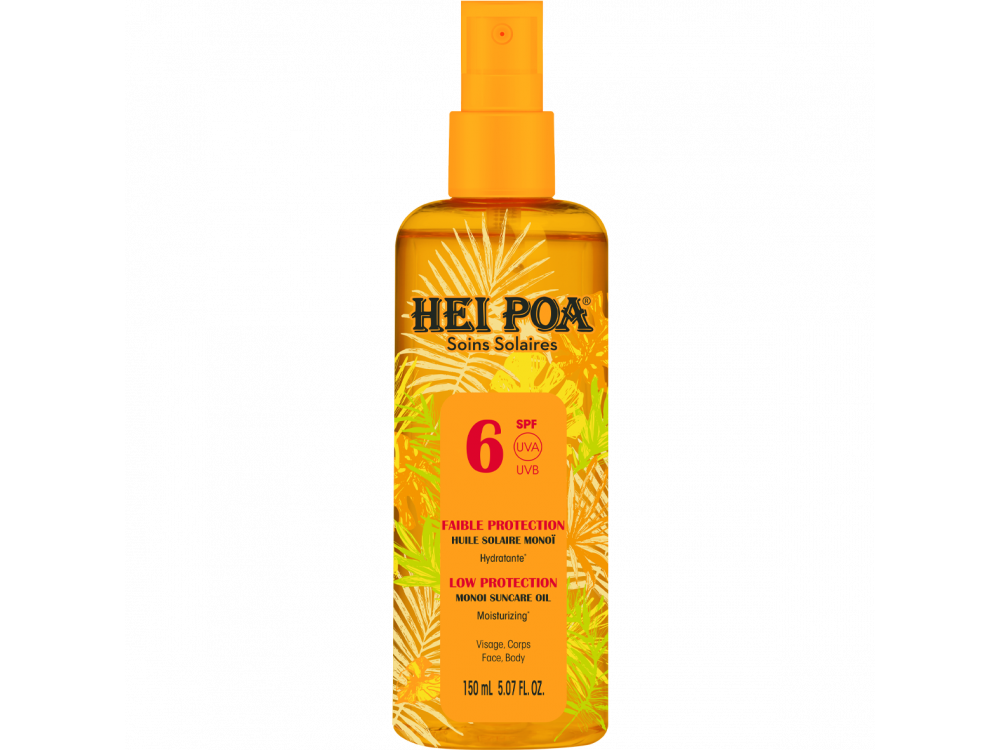 Hei Poa Monoi Suncare Oil Tiare Spray SPF6, Αντηλιακό Λάδι για Πρόσωπο & Σώμα, 150ml