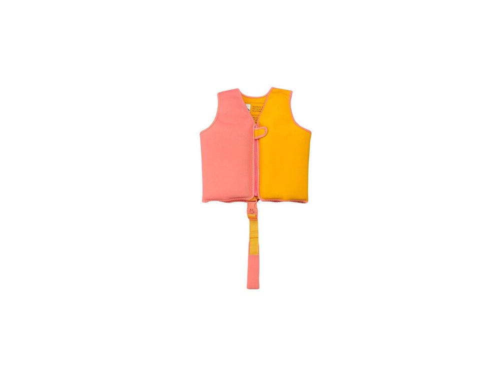 Swim Essentials: Σωσίβιο γιλέκο κολύμβησης με ιμάντα ασφαλείας για παιδιά 4-6 ετών "Orange pink" 1τμχ
