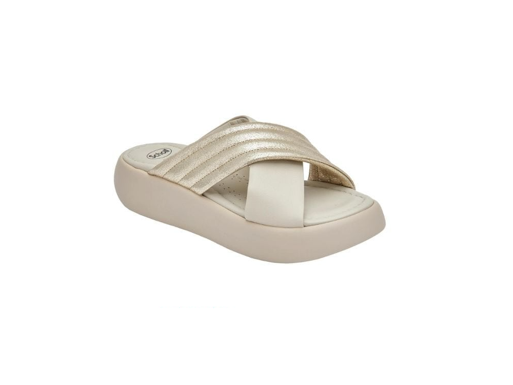 Scholl Boca Cross Platinum, Δερμάτινα Ανατομικά Σανδάλια, No40