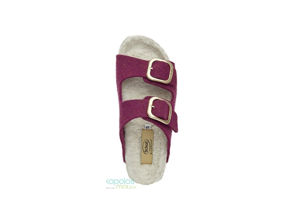 Scholl Ilary Fluffy Magenta Ανατομική Γυναικεία Παντόφλα με Επένδυση Faux Γούνας, Νο41