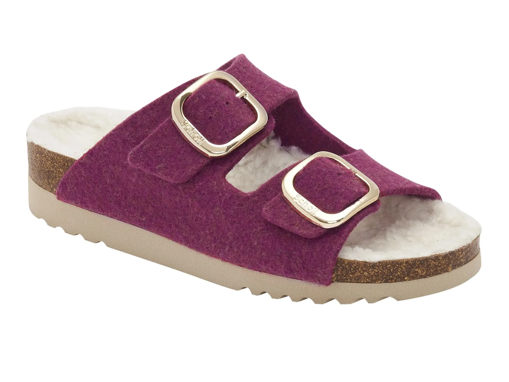 Scholl Ilary Fluffy Magenta Ανατομική Γυναικεία Παντόφλα με Επένδυση Faux Γούνας, Νο40