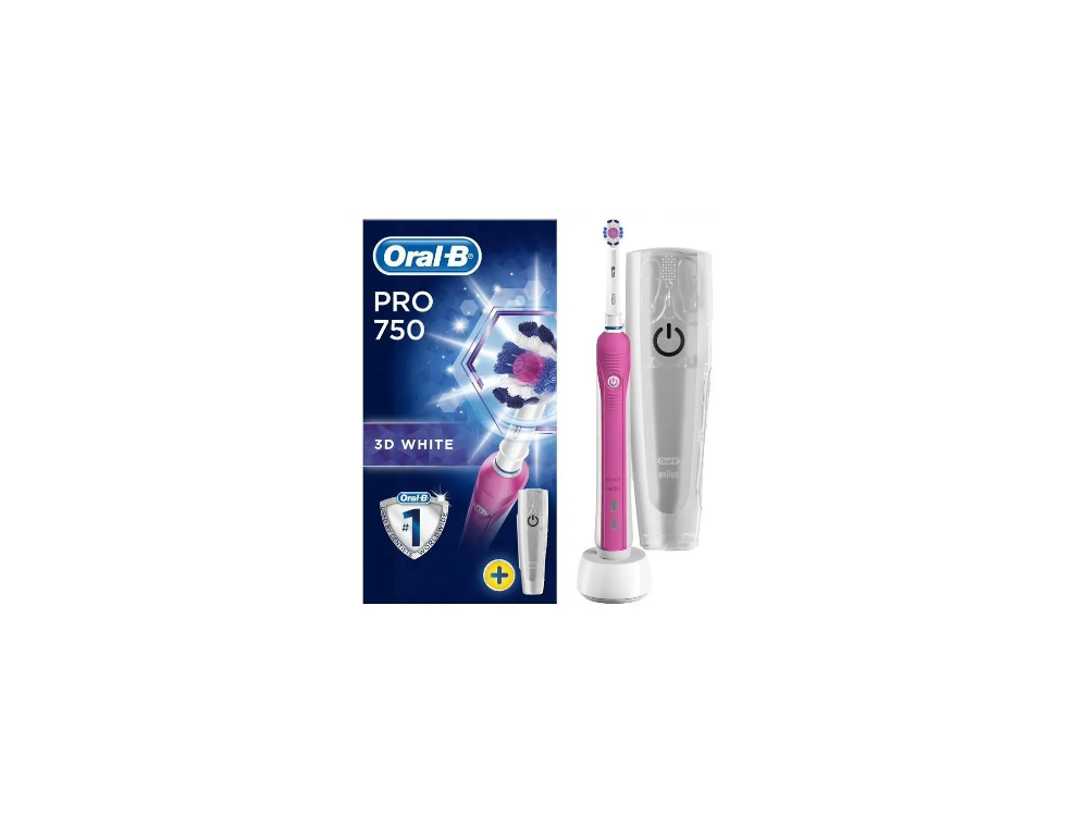 Oral-B Pro 750 CrossAction Pink Edition Ηλεκτρική Οδοντόβουρτσα & Δώρο Θήκη Ταξιδιού, 1τμχ