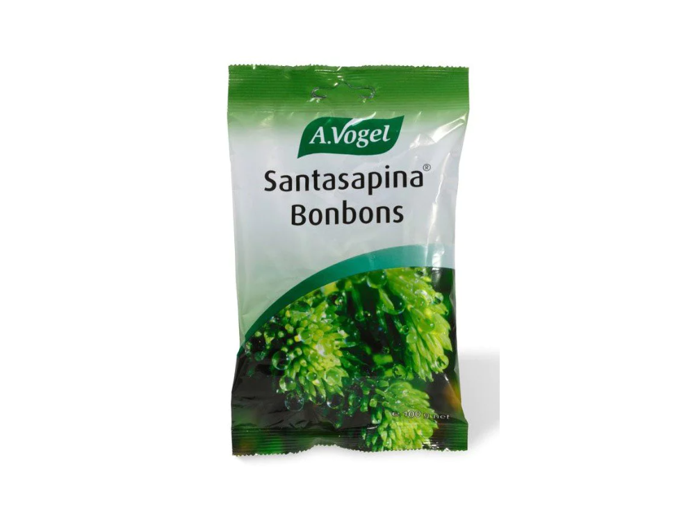 A. Vogel Santasapina Bonbons Γεμιστές Καραμέλες με Φρέσκο Άγριο Έλατο για Πονόλαιμο, Βήχα & Βραχνάδα, 100gr