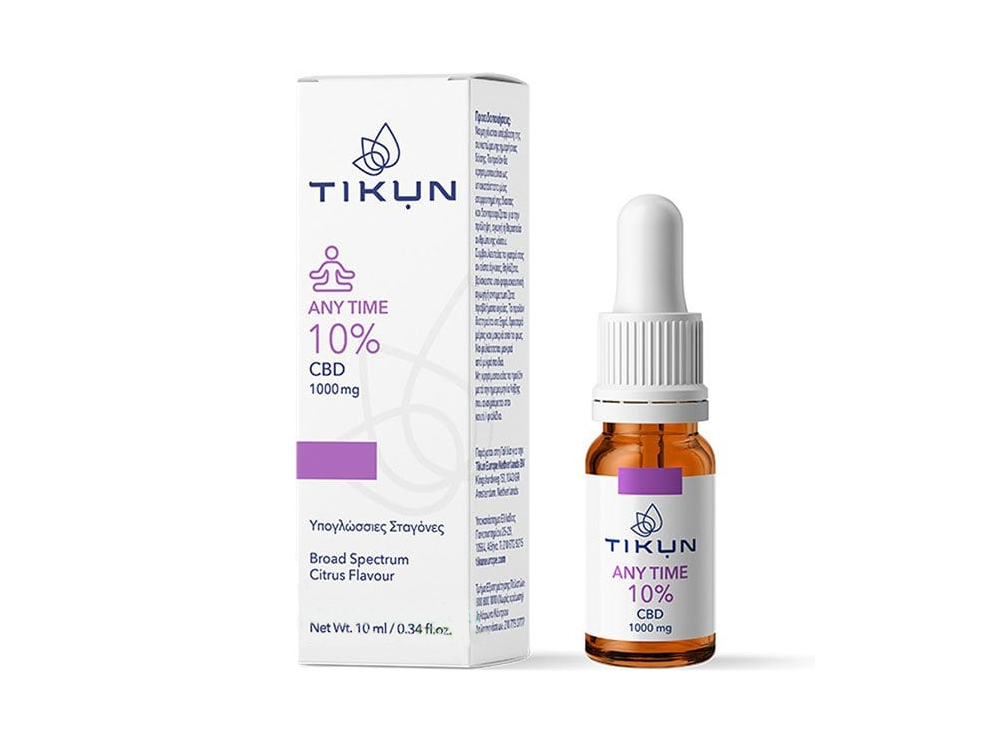 Tikun CBD Any Time 10% Υπογλώσσιες Σταγόνες Ελαίου Κάνναβης, 10ml