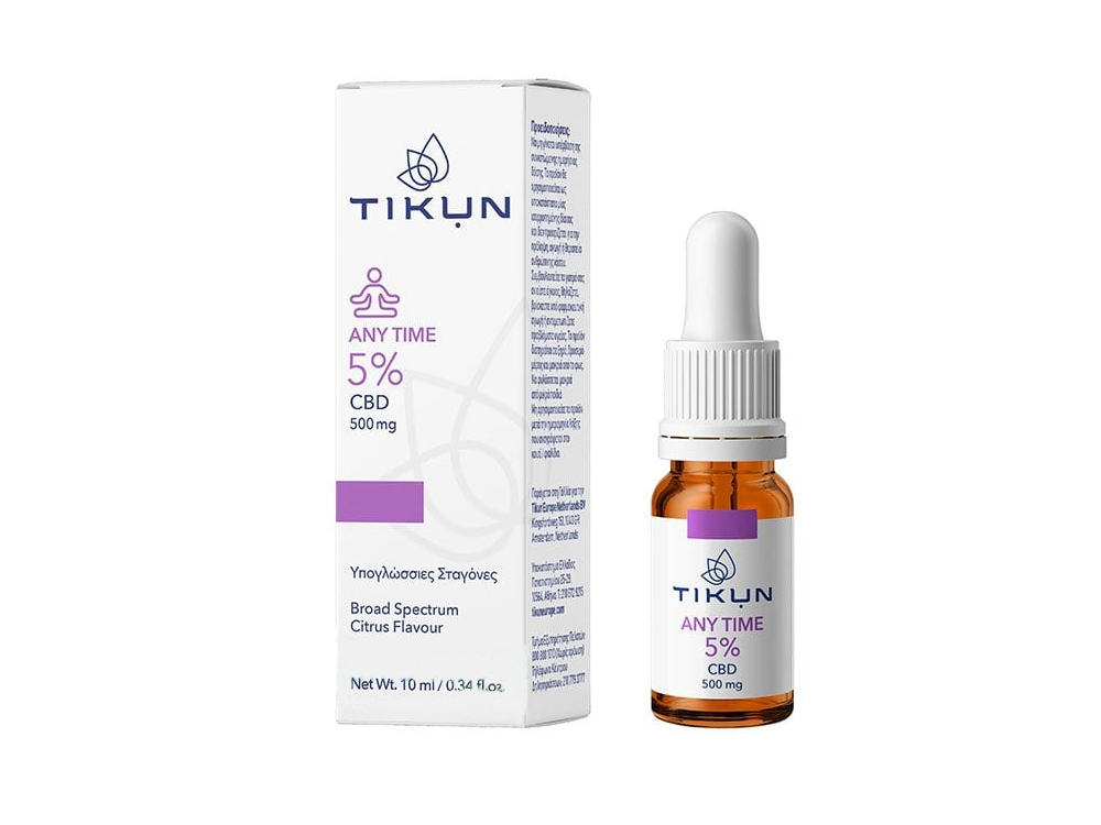 Tikun CBD Any Time 5% Υπογλώσσιες Σταγόνες Ελαίου Κάνναβης, 10 ml
