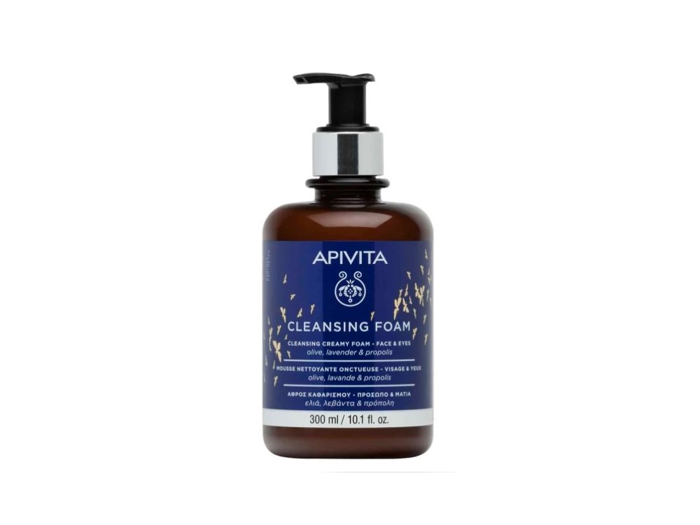 Apivita Cleansing Foam Face & Eyes Κρεμώδης Αφρός Καθαρισμού για Πρόσωπο & Μάτια με Ελιά, Λεβάντα & Πρόπολη, 300ml