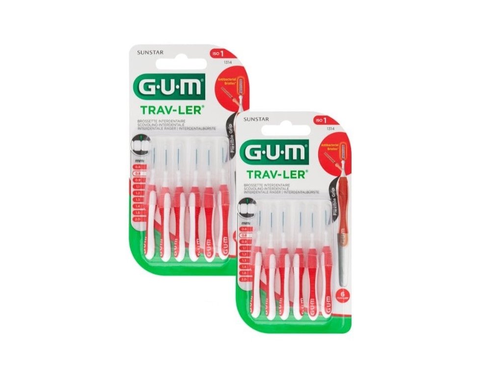 Gum 1314 Trav-Ler Promo (-50% στο 2ο προϊον) Μεσοδόντια Βουρτσάκια 0,8mm, 2x6τμχ