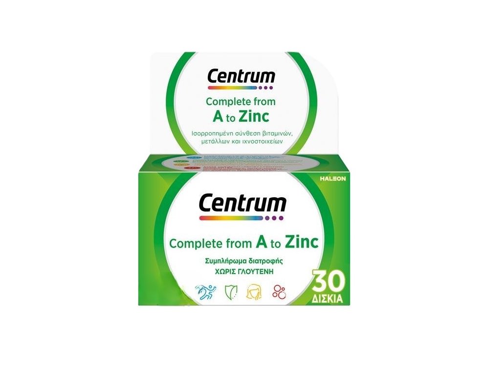 Centrum Α to Zinc Πλήρης & Ισορροπημένη Σύνθεση Βιταμινών & Μετάλλων, 30tabs