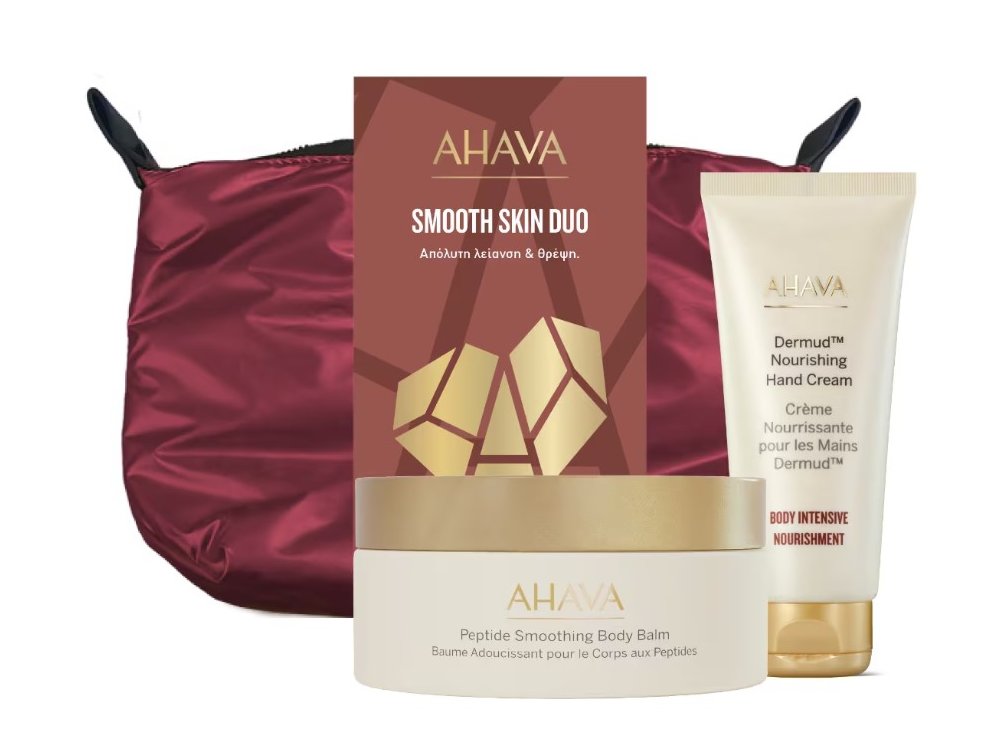 Ahava X-Mas Smooth Skin Duo Promo Set, Ενυδατική Κρέμα με Αντιρυτιδικό Πεπτίδιο, 220ml & Κρέμα Θρέψης για τα Χέρια, 100ml σε νεσεσέρ