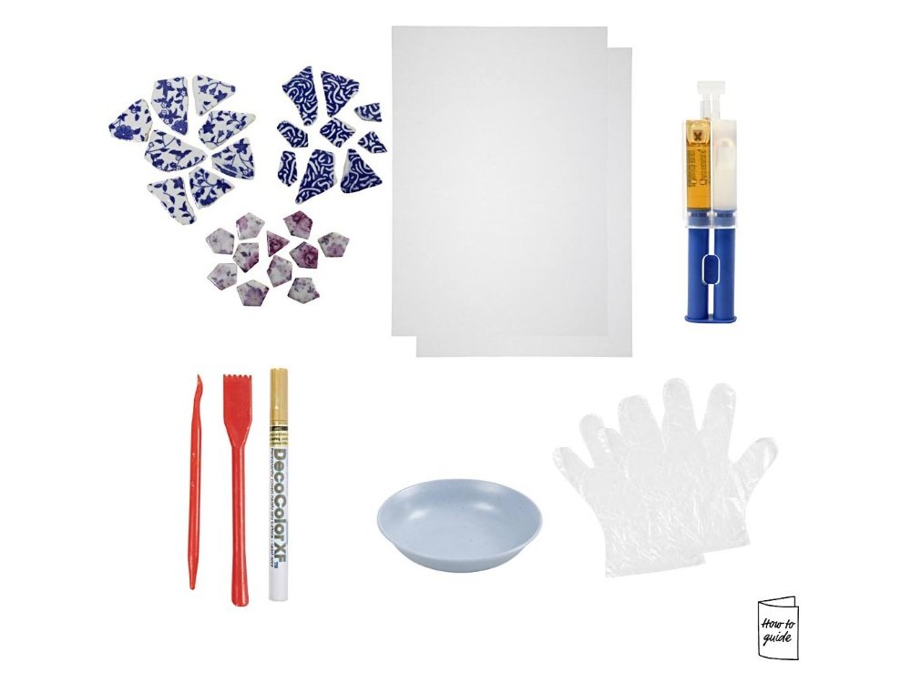 DIY Σετ Χειροτεχνίας Kintsugi, Σουβέρ, Μπλε, Χρυσό, Ανοιχτόχρωμο, Κόκκινο, Λευκό, 1πακ