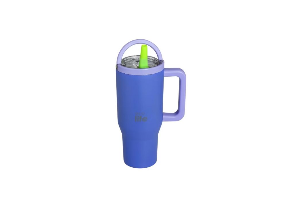 Eco Life 2Handles Lid Tumbler Blue-Purple, Ανοξείδωτο Ποτήρι Θερμός με Στόμιο, 900ml