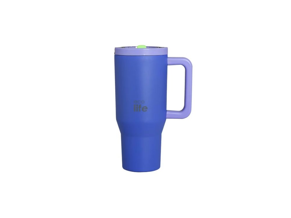 Eco Life 2Handles Lid Tumbler Blue-Purple, Ανοξείδωτο Ποτήρι Θερμός με Στόμιο, 900ml