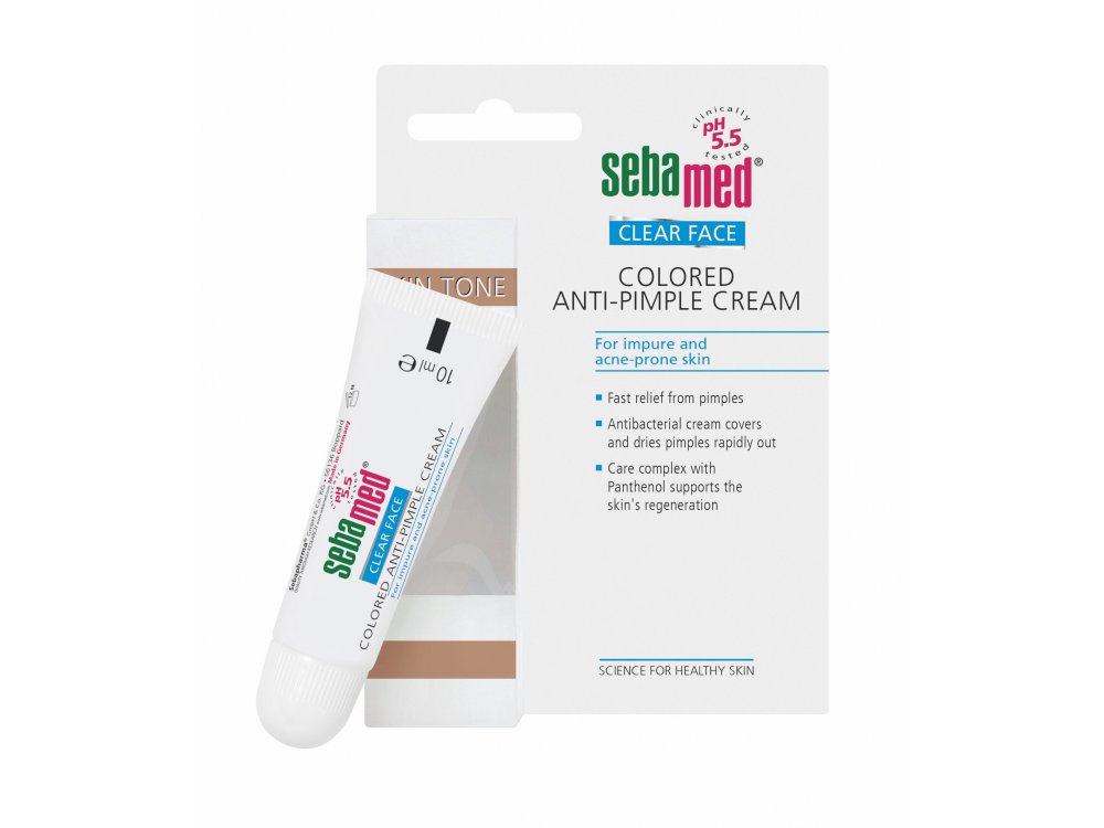 Sebamed Clear Face Colored Anti-Pimple Cream, Κρέμα με Χρώμα για Σπυράκια και Ατέλειες της Ακμής, 10ml