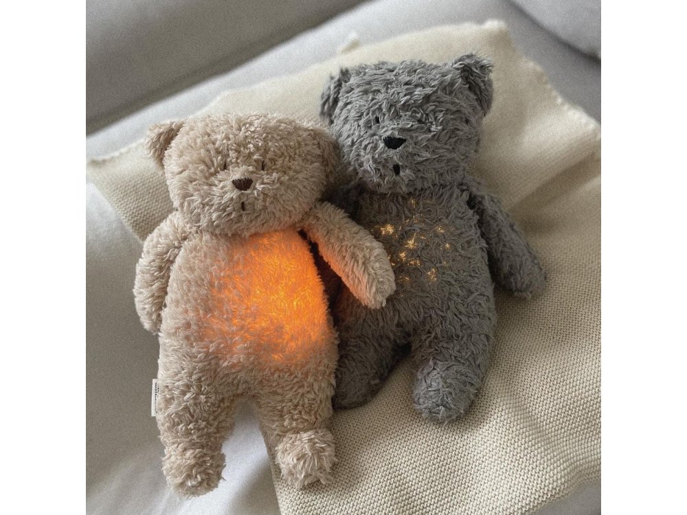 Moonie 2.0: Επαναφορτιζόμενο βοήθημα ύπνου με Ηχογράφηση & Αισθητήρα κλάματος, Οργανικό βαμβάκι, Gray, 1τμχ