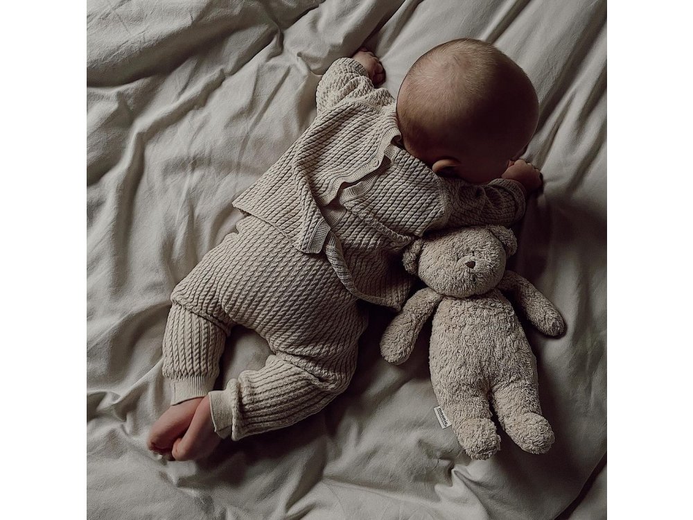 Moonie 2.0: Επαναφορτιζόμενο βοήθημα ύπνου με Ηχογράφηση & Αισθητήρα κλάματος, Οργανικό βαμβάκι, Gray, 1τμχ