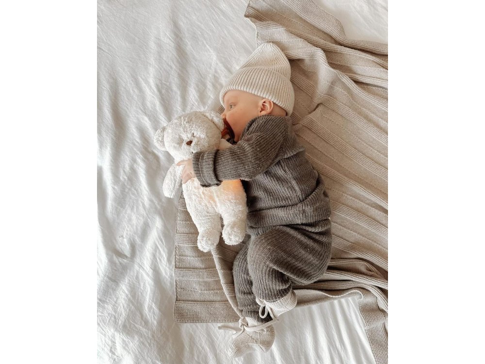 Moonie 2.0: Επαναφορτιζόμενο βοήθημα ύπνου με Ηχογράφηση & Αισθητήρα κλάματος, Οργανικό βαμβάκι, Polar, 1τμχ