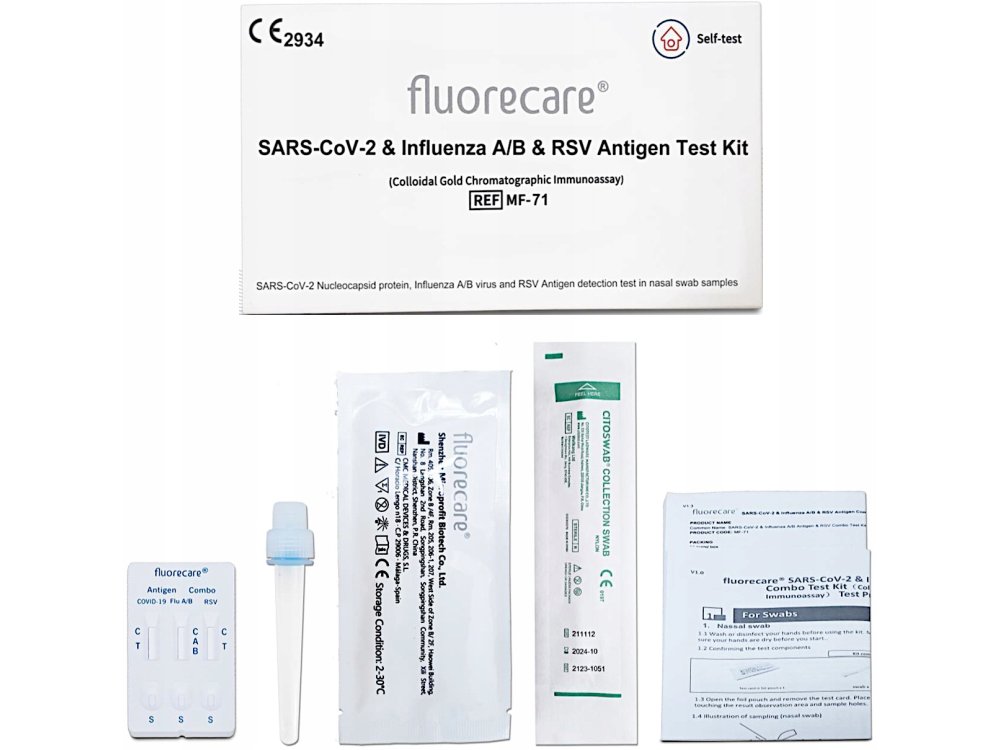 Rapid Test Covid & Flu& RSV, Συνδυαστικό Τέστ 4 σε 1 SARS-CoV-2 & RSV & Flu A/B, 1τμχ