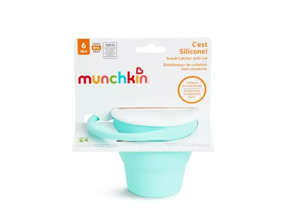 Munchkin Snack Catcher, Μαλακό Πτυσσόμενο Δοχείο Σιλικόνης για Σνακ, Μέντα, 1τμχ