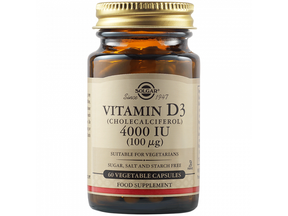 Solgar Vitamin D-3 4000IU 100mg 60Vegs.Caps