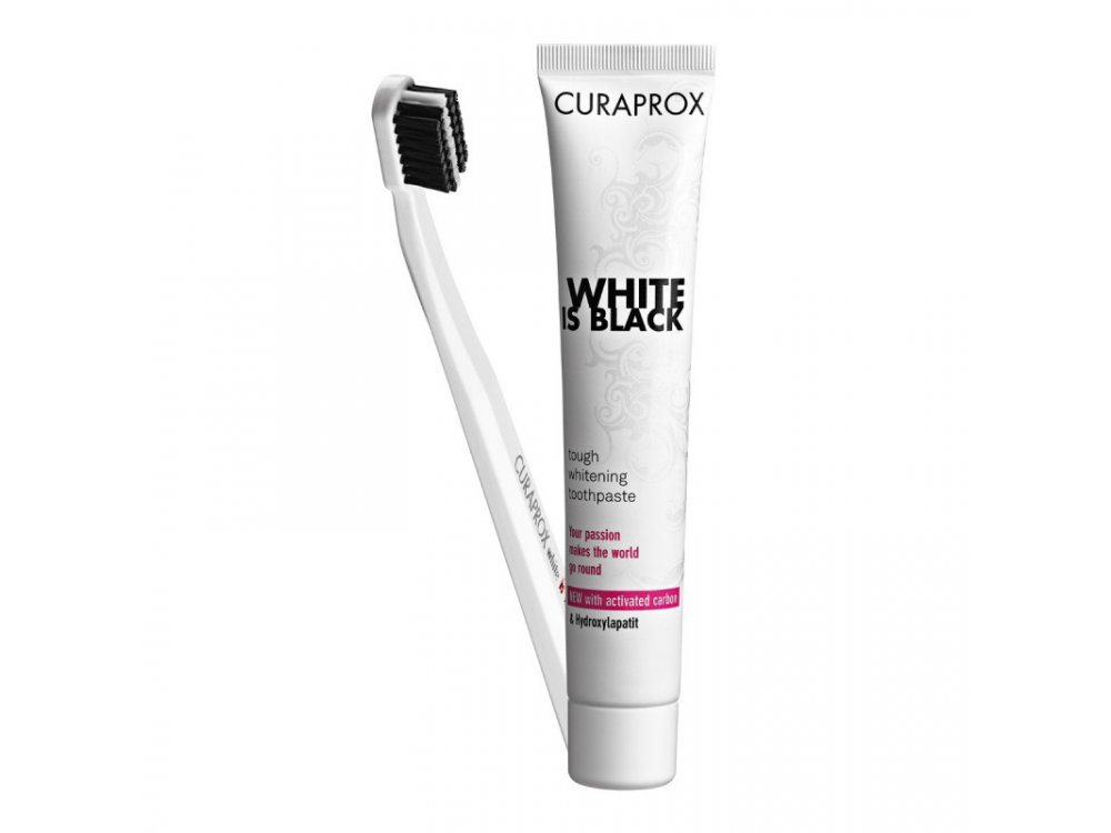 Curaprox White is Black Set, Με Μαύρη Οδοντόκρεμα με ενεργό άνθρακα, 90ml & Οδοντόβουρτσα CS 5460 Πολύ Μαλακή