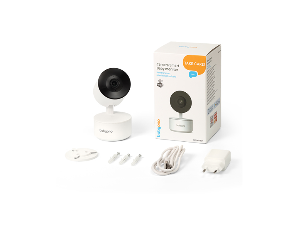 BabyOno: Περιστρεφόμενη κάμερα/ Baby monitor με ενδοεπικοινωνία- Full HD ανάλυση- Νυχτερινή λήψη & καταγραφή, 1 τμχ