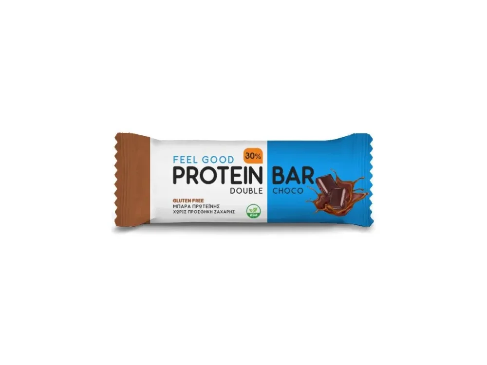 Feel Good Double Choco Protein Bar, Πρωτεϊνική Μπάρα Διπλή Σοκολάτα, 60gr