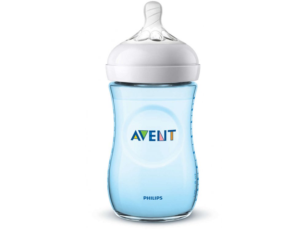 Philips Avent Natural SCF035/17 Πλαστικό Μπιμπερό 1m+ με Θηλή Αργής Ροής, Χρώμα Μπλέ, 260ml