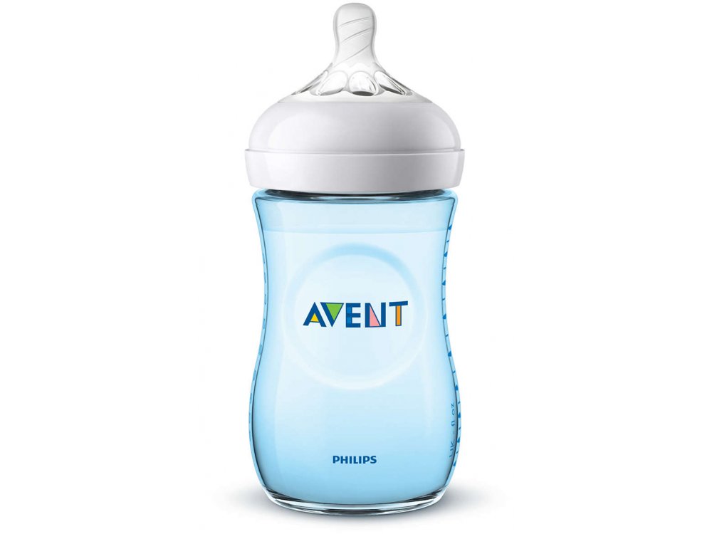 Philips Avent Natural SCF035/17 Πλαστικό Μπιμπερό 1m+ με Θηλή Αργής Ροής, Χρώμα Μπλέ, 260ml