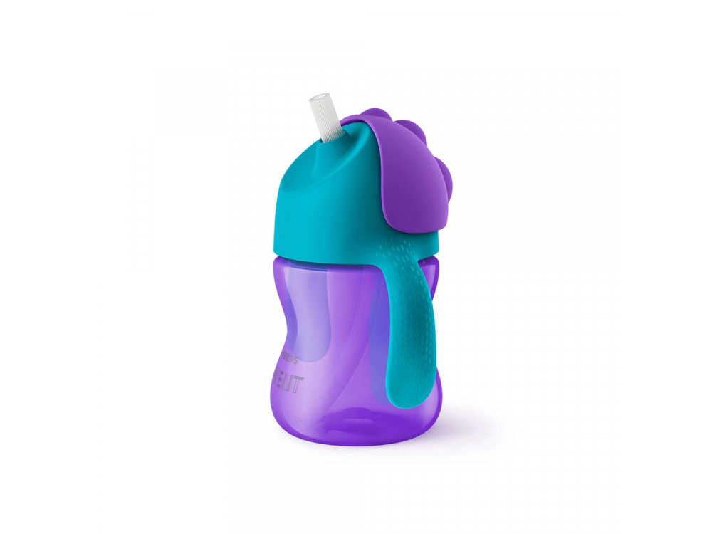 Philips Avent Bendy Straw Cup 9m+, Κύπελλο με καλαμάκι, χρώμα μωβ, SCF796/02, 200ml