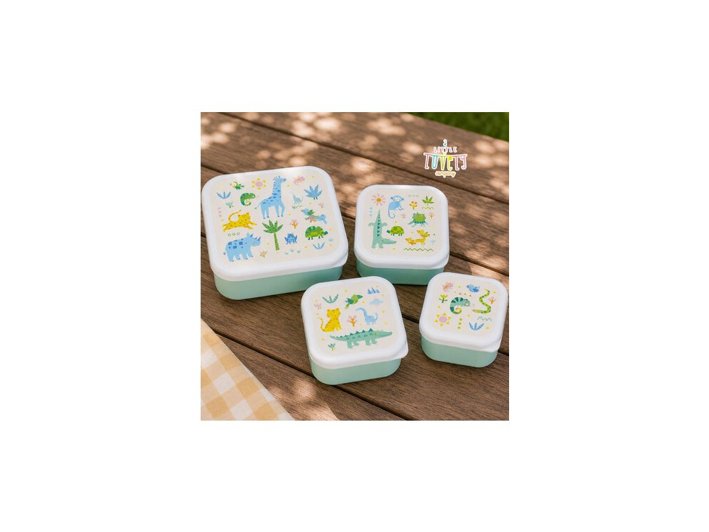 A little lovely company: Σετ 4 δοχεία φαγητού Lunch & Snack Box -Jungle