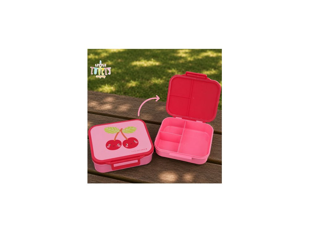 A little lovely company: Δοχείο φαγητού Bento με χωρίσματα- 900ml - Happy Cherries