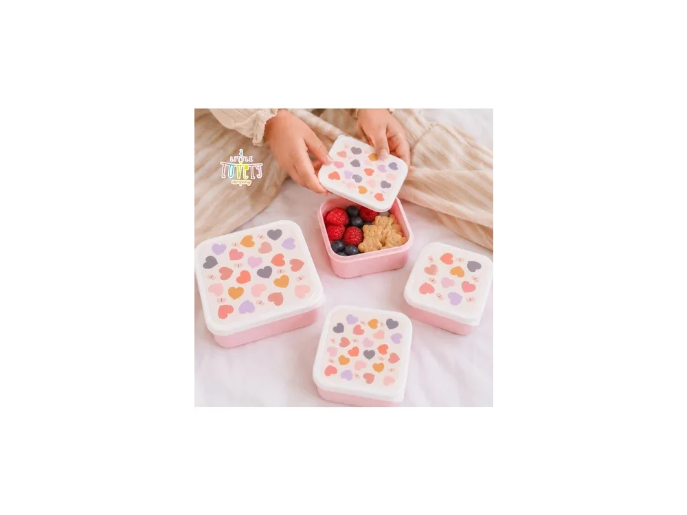 A little lovely company: Σετ 4 δοχεία φαγητού Lunch & Snack Box -Hearts
