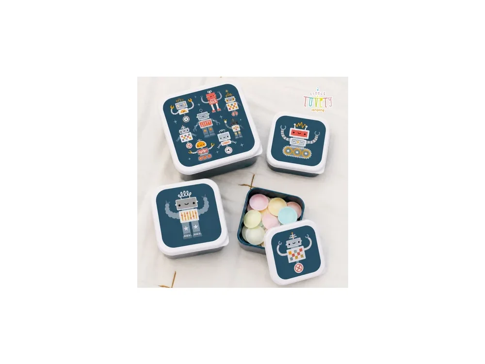 A little lovely company: Σετ 4 δοχεία φαγητού Lunch & Snack Box -Robots