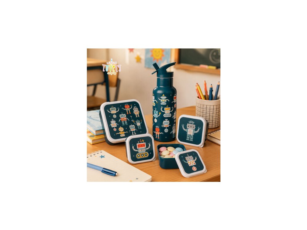A little lovely company: Σετ 4 δοχεία φαγητού Lunch & Snack Box -Robots