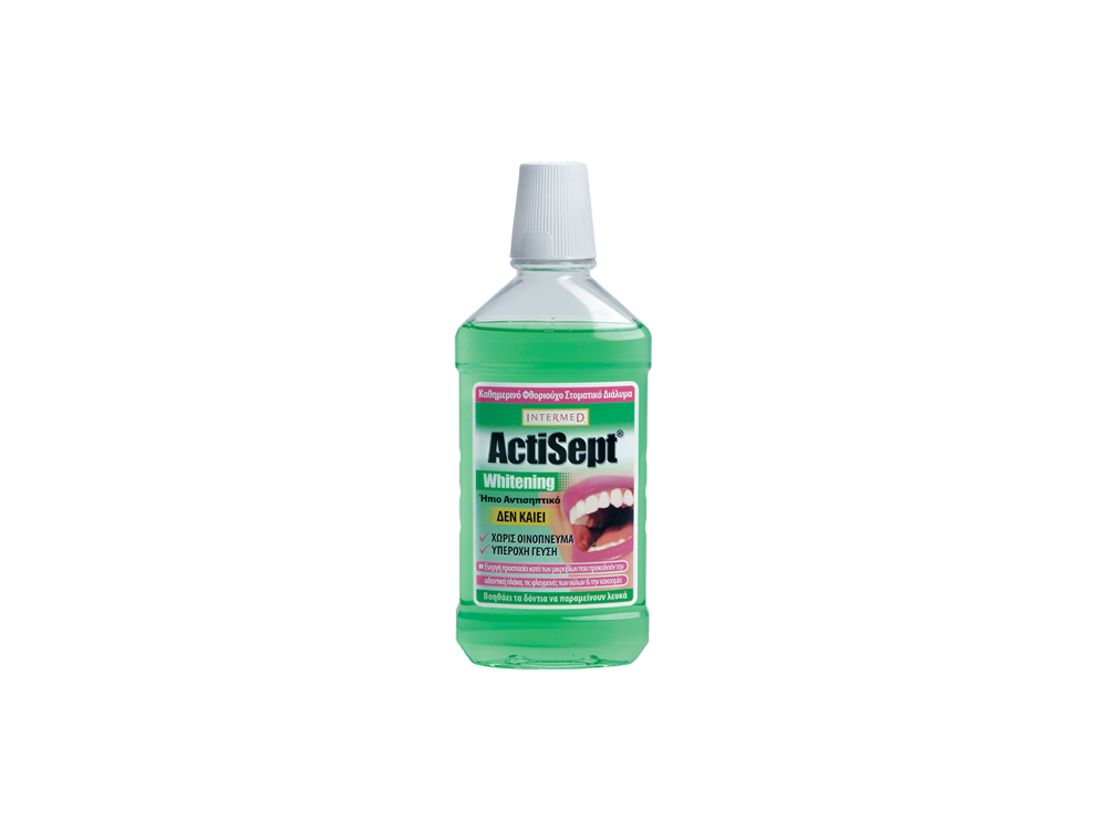 InterMed Αctisept Whitening Mouthwash, Καθημερινό Φθοριούχο Στοματικό Διάλυμα, 500ml