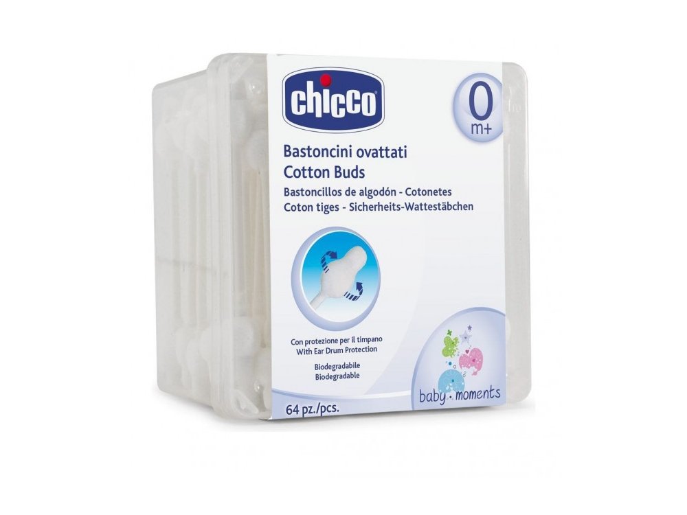 Chicco Cotton Buds, 0m+, Ωτοκαθαριστές Ασφαλείας, 64τμχ